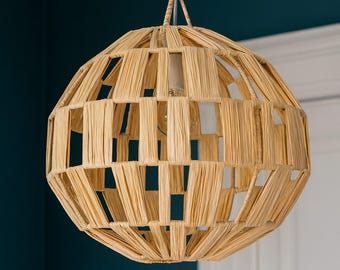 Moroccan Wicker Lampshade – Handmade Raffia Light Shade, Artisan Decor