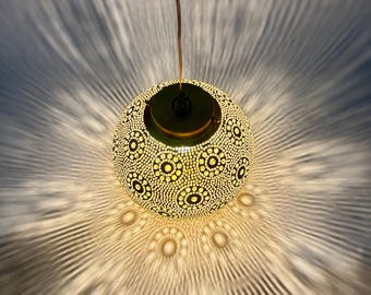 Handmade Moroccan Brass Lamp – Hammered Brass Lampshade, Artisan Lighting