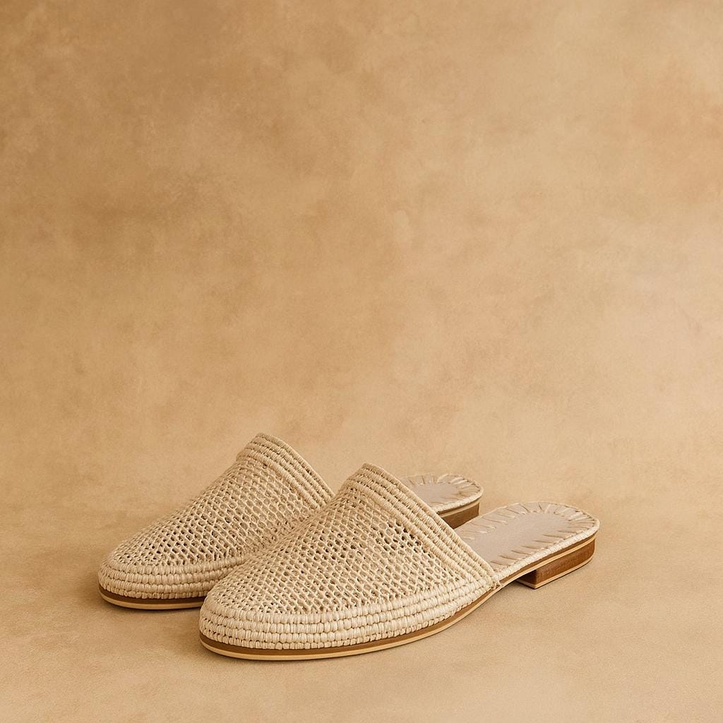Chaussons Sandales Tissés En Paille Naturelle - Style Vintage Unisexe - Beige - Neuf Avec Emballage