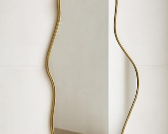 Handmade Brass Irregular Mirror – Moroccan Home Decor Wall Accent