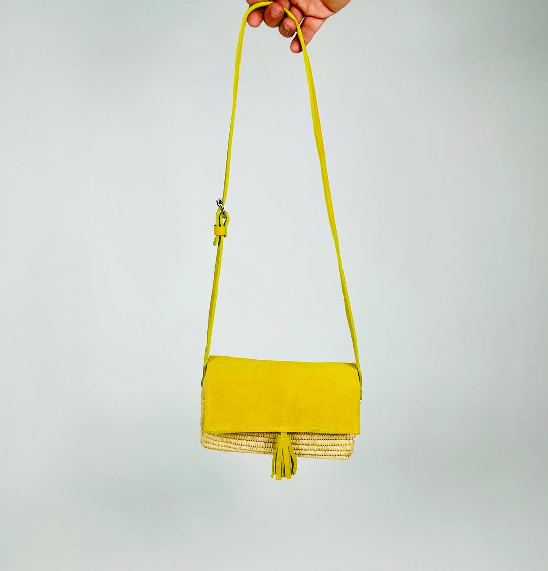 Handmade Moroccan Raffia Crossbody Bag – Boho Straw Purse With Leather ...