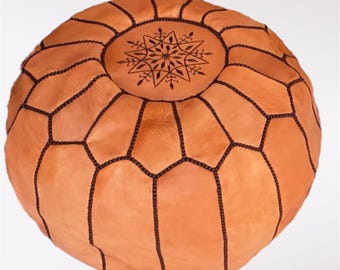 Moroccan Leather Ottoman Pouf – Handmade Footstool & Floor Cushion for Home Décor