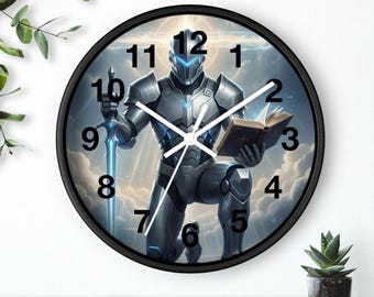 Futuristic Knight Wall Clock | Modern Gamer Home Decor