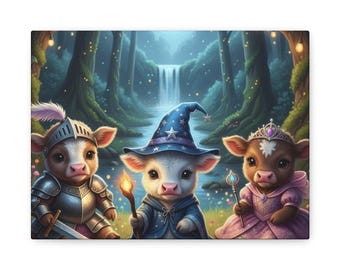 Whimsical Calf Canvas Art, Fantasy Nursery Decor