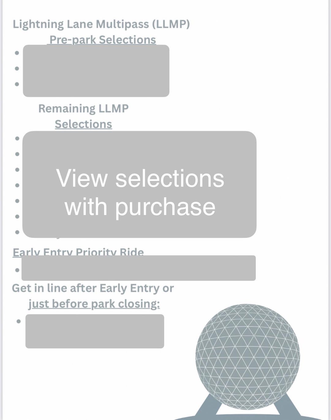 Walt Disney World Epcot Rides/attractions Park Planning Guide Printable ...