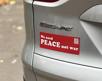Necesitamos paz, no guerra (imán/pegatina para parachoques)