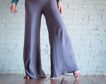 Calça Palazzo "One-Love" da Surya Leela - Malha de algodão orgânico com cânhamo - Feita à mão, tingida em peça