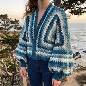 3D Hexagon Crochet Cardigan Pattern – Oversized Granny Square Jacket Tutorial (PDF Digital Download)