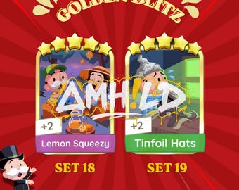 Golden Blitz Monopoly GO Sticker Pack ( SET 18 & SET 19)