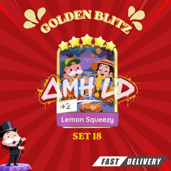 Golden Blitz 5-Star Monopoly GO Sticker/Card