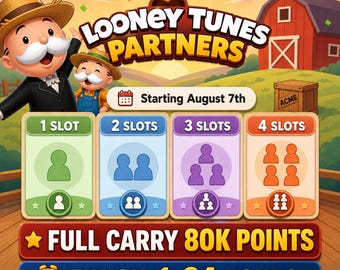 Evenemangspartners Full Carry 80 000 poäng | Monopoly_Go