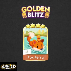 Golden Blitz – Fox Ferry 4-Star Monopoly GO Sticker