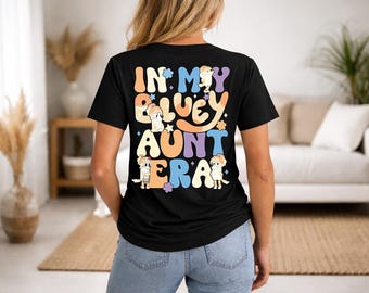 In My Auntie Era Sweatshirt, Two-Sided Blue Dog Retro Flower Design