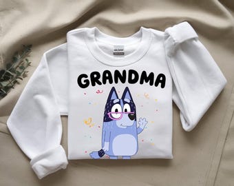 Blue Dog Grandma Shirt, Cartoon Grandparents Day Tee,