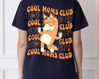 Moms Club Shirt, Blue Dog Graphic Tee, Matching Family Outfit