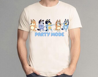 Funny Party Mode on Shirt, Cartoon Dog Birthday Tee,