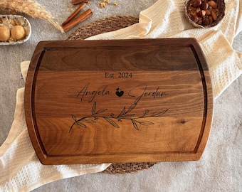 Personalized Wedding Cutting Board, Custom Engraved Wood Anniversary Gift