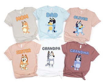 Personalized Birthday Girl Boy Shirt Blue Bingo Shirt All Characters Tee  Blue Shirts Family Matching Blue Birthday Tee  Party Team Outfit