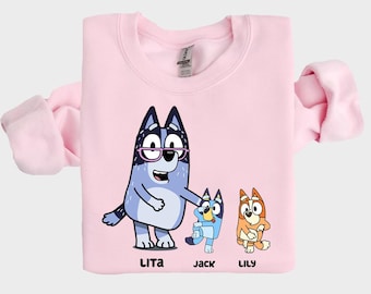 Personalized Blue Dog Grandma Shirt, Custom Nana Tee,