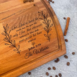 Personalized Christian Cutting Board, Bible Verse Engraved
