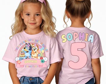 Custom Blue Birthday Shirt, Two-Sided Personalized Toddler Tee,