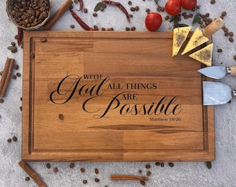 Personalized Wedding Cutting Board, Christian Bible Verse Gift