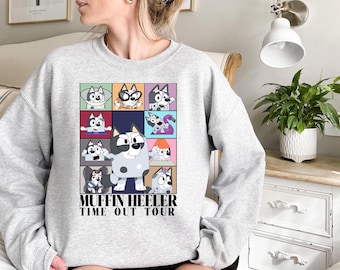 T-shirt de concert bleu muffin chien, chemise parodie de groupe de rock drôle,