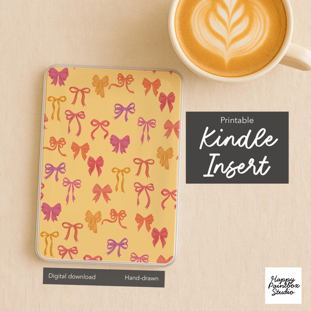 Printable Kindle Insert | Coquette Ribbons Girly Bows E-reader Cover ...