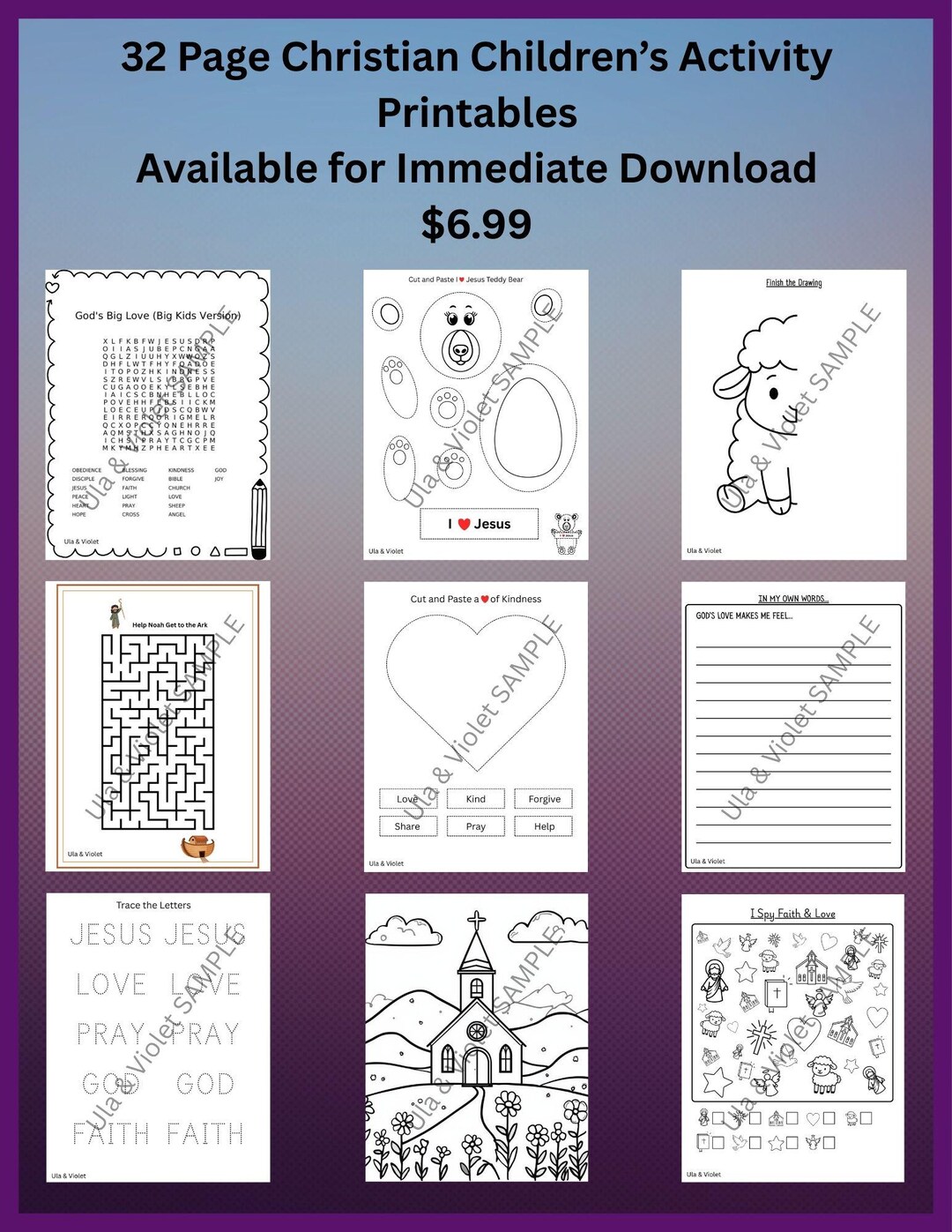 Christian Kids Activity Bundle | Bible Games, Puzzles & Coloring Pages