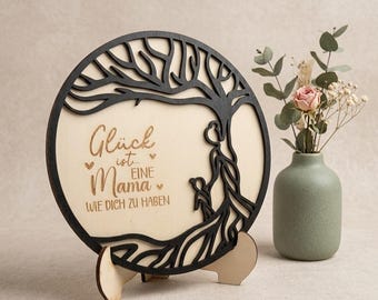 Muttertagsgeschenk Geschenk für Mama aus Holz personalisiert | Muttertag Geschenk | Holz Deko Schild Familie | Geschenk von Kindern