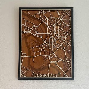 Laser-engraved wooden city map – Personalized city map | Real wood frame | City map | Custom city available | Valentine's Day gift Hexagon