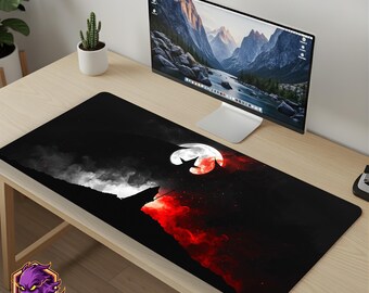 Dark Fantasy Mouse Pad Eclipse Warrior Desk Mat Spired Castle Gaming Mousepad XL Large Desk Mat Gothic Art Setup Gift PhantomDesk Gear Mat