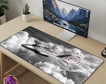 Stealth Jet Mouse Pad - Fighter Pilot Desk Mat Aviation Gaming Mousepad XL Large Desk Mat Military Art Setup Gift
