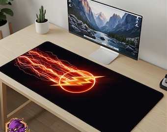 Lightning Bolt Mouse Pad - Electric Speed Desk Mat Flash Gaming Mousepad XL Large Desk Mat Superhero Art Setup Gift