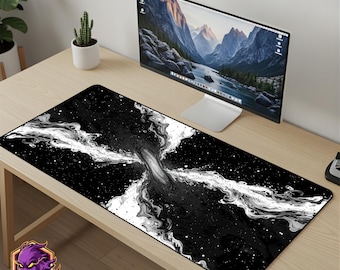 Black Hole Mouse Pad - Cosmic Fluid Desk Mat Space Abstract Gaming Mousepad XL Large Desk Mat Stars Art Setup Gift