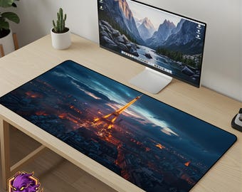 Eiffel Tower Mouse Pad - Paris Cityscape Desk Mat Twilight Gaming Mousepad XL Large Desk Mat Europe Travel Art Setup Gift