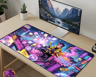 Jubilee Mouse Pad X-Men Desk Mat - Marvel Gaming Mousepad Neon Arcade Desk Mat Superhero XL Mouse Pad Large Desk Mat
