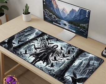 The Crow Mouse Pad - Eric Draven Desk Mat, Gothic Horror Gaming Mousepad, XL Large Desk Mat Dark Aesthetic Gaming Mat Cult Movie Otaku Gamer