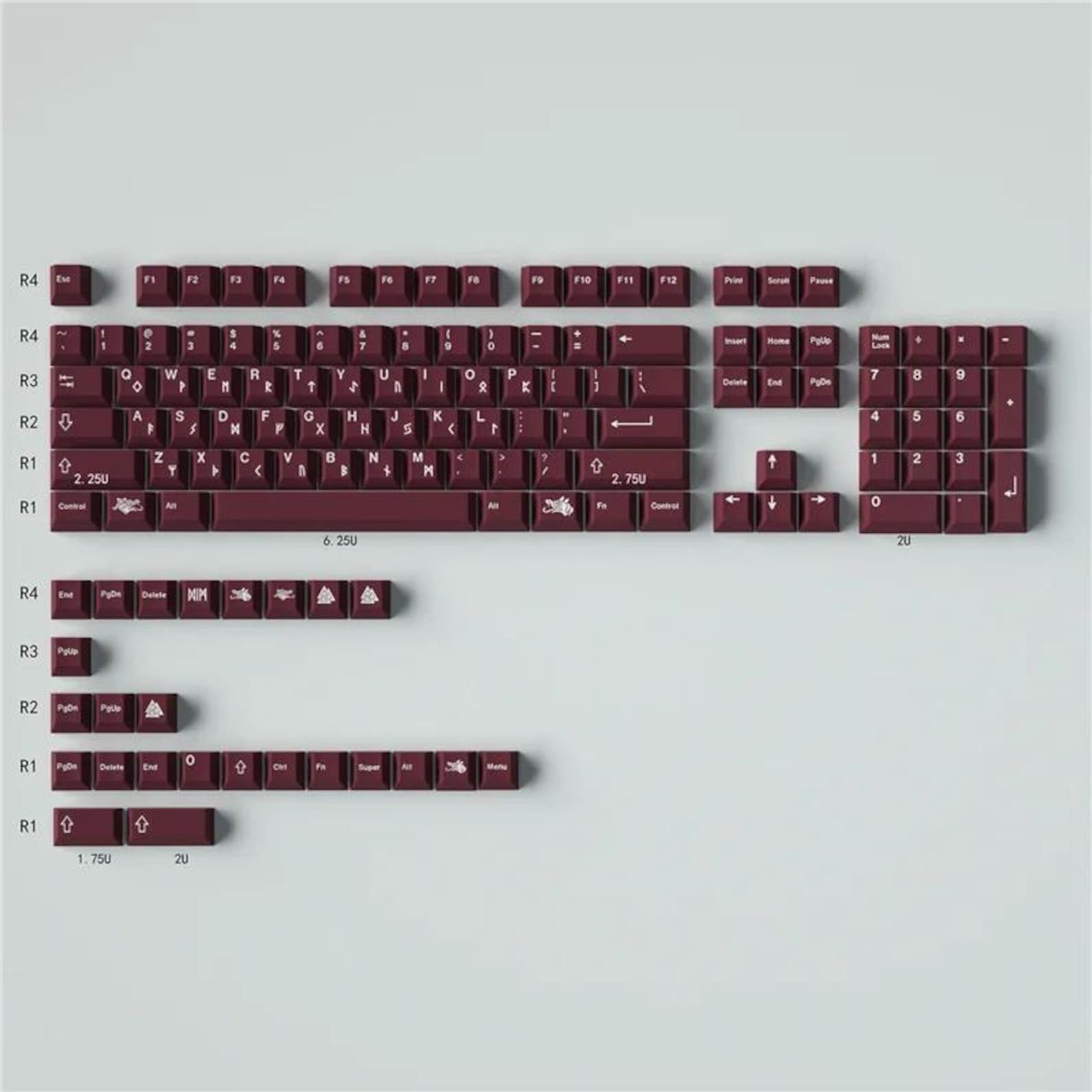 Burgundy Keycaps Set Cherry Profile PBT Sublimation 145 Keys | Durable ...