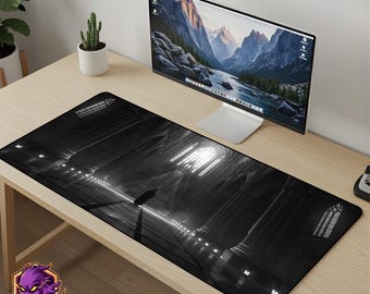 Gothic Cathedral Mouse Pad - Dark Noir Desk Mat Monolithic Church Gaming Mousepad XL Large Desk Mat Architecture Art Gift
