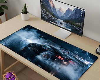 Midnight Drift Mouse Pad - Rainy City Desk Mat JDM Supercar Gaming Mousepad XL Large Desk Mat Racing Art Setup Gift
