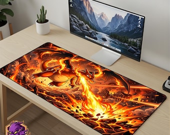 Charizard Mouse Pad Pokémon - Desk Mat Fire Dragon Gaming Mousepad Anime XL Large Desk Mat Battle Edition Gaming Mat Fire Setup Otaku Gift