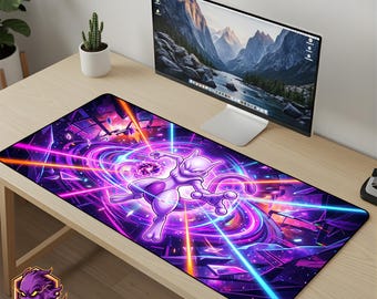 Mewtwo Mouse Pad Pokemon Desk Mat - Gaming Mousepad Psychic Power Desk Mat XL Mouse Pad Large Desk Mat Anime Gaming Gift