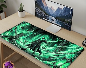 Thresh Mouse Pad - League of Legends Desk Mat, Green Gaming Playmat XL Large Mousepad, TCG Card Game Mat, Aesthetic Setup Gift