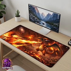 リザードン マウスパッド ポケモン - デスクマット リザードン ゲーミング マウスパッド XL マウスパッド 大型デスクマット 炎のドラゴン デスクマット ゲーマーギフト