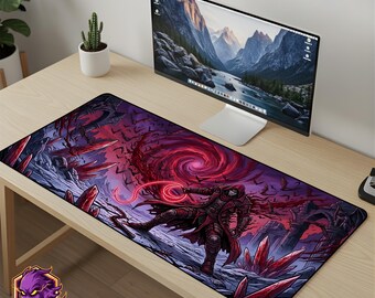 Vampire Hunter Mouse Pad Gothic Desk Mat Monster Slayer Gaming Mousepad Retro XL Large Desk Mat Dark Fantasy Gaming Mat Horror Otaku Gift