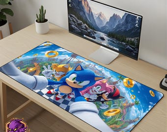 Sonic Mouse Pad Sonic Desk Mat Sonic Gaming Mousepad Sonic XL Desk Mat Anime Gaming Mouse Pad Sonic Keyboard Mat Gamer Gift Large Desk Mat