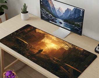 Post Apocalyptic Mouse Pad - Urban Decay Desk Mat Wasteland Gaming Mousepad XL Large Desk Mat Survival Art Setup Gift