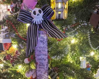 Haunted Mansion Tiny bow and Skull AND list Ornament