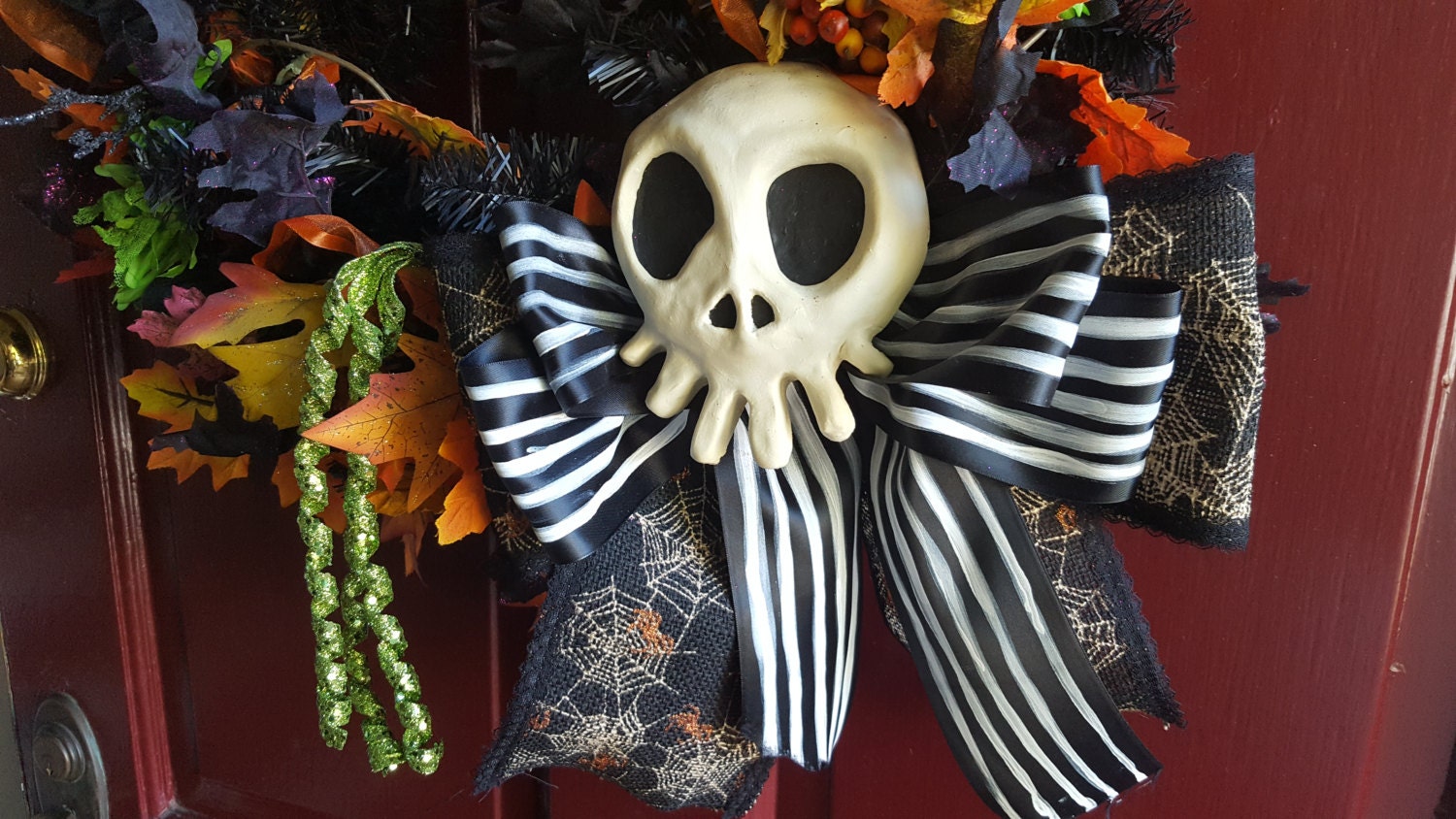 The Haunted Mansion Holiday Skull Decoration from whimsybear on Etsy is the perfect blend of spooky and whimsical, inspired by the Nightmare Before Christmas movie. This unique bear design adds a touch of Halloween magic to any space, making it a must-have for fans of the classic holiday movie.